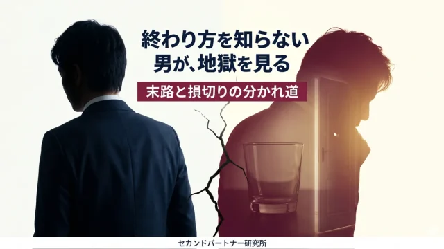 セカンドパートナーの末路と終わらせ方を解説する記事のアイキャッチ。6つの終わり方と判断基準を示す白基調の構図。