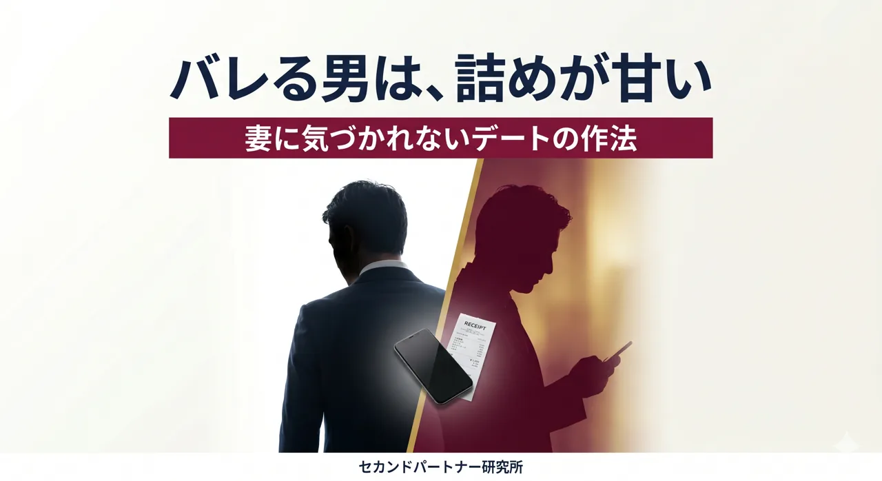セカンドパートナーとのデートの場所・お金・物・節度を解説する記事のアイキャッチ。実務で関係を続ける白基調の構図。