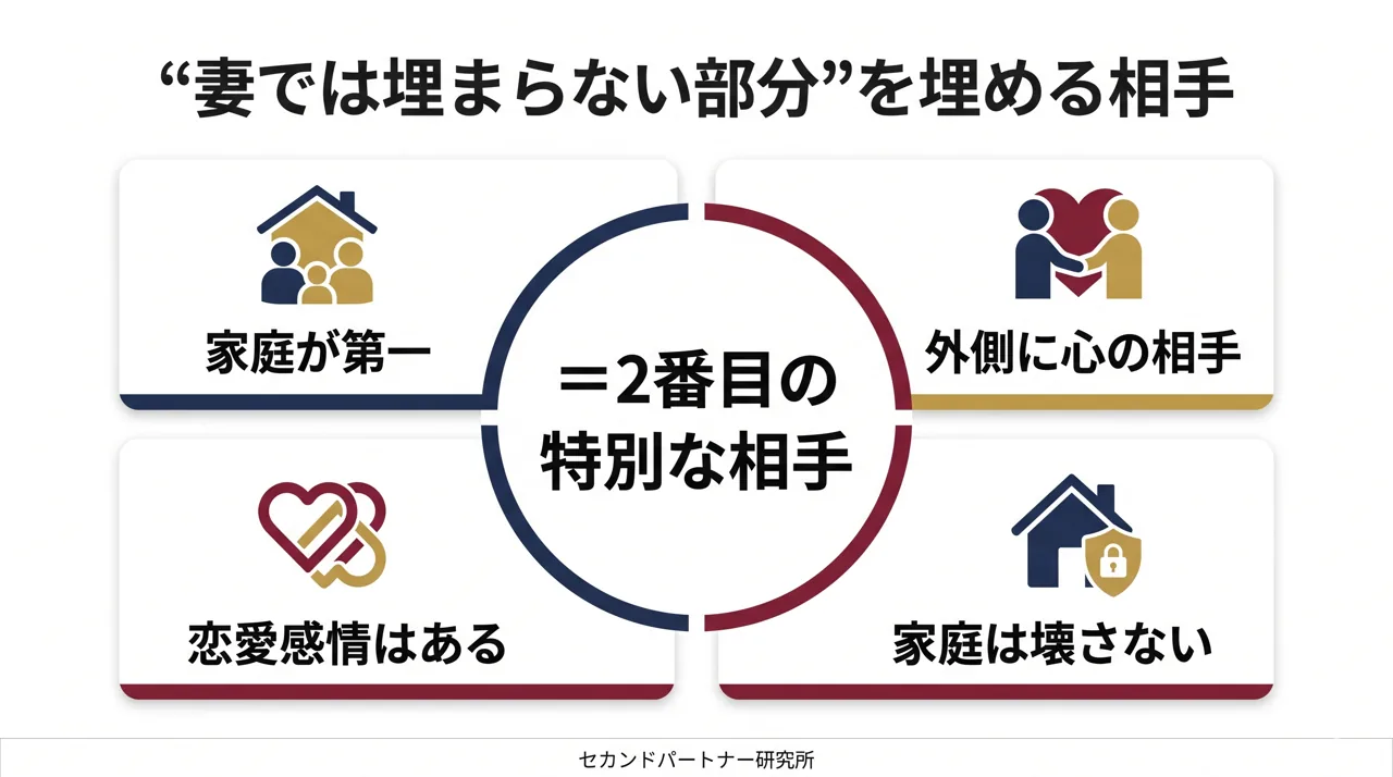 セカンドパートナーという言葉の意味を整理した図解。
