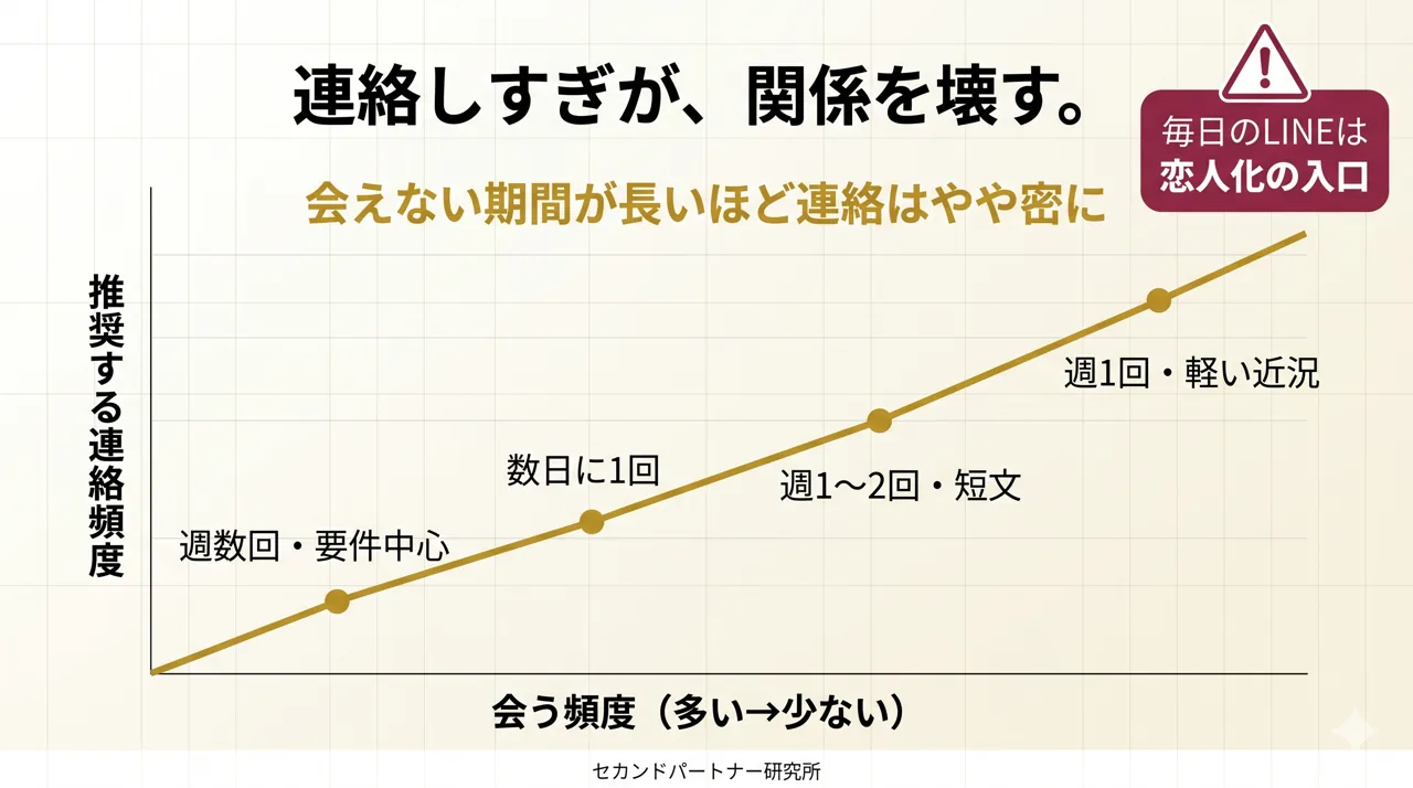 会う頻度と連絡頻度の最適な組み合わせを示した図解。